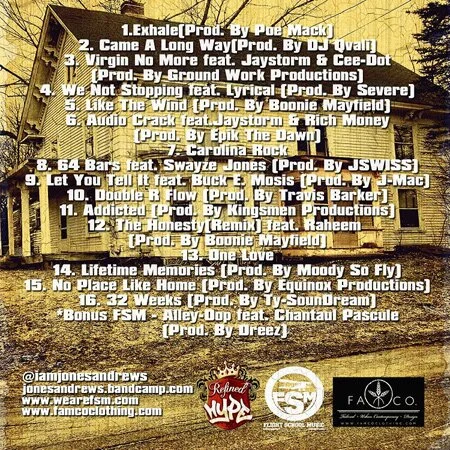 Jones Andrews Came a Long Way No Place Like Home Back Cover Mixtape Tracklist